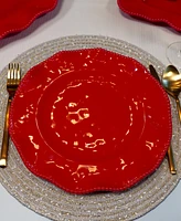 Certified International Perlette Red Dinner Plates, Set of 4