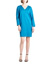 Natori Women's Long-Sleeve V-Neck Jacquard Dress