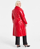 Bar Iii Plus Size Faux Leather Trench Coat Embellished Top Faux Leather Pants Created For Macys