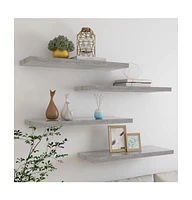 vidaXL Floating Wall Shelves 4 pcs Concrete Gray 31.5"x9.3"x1.5" Mdf