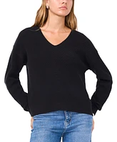 1.state Women's V-Neck Diagonal-Stitch Long-Sleeve Sweater