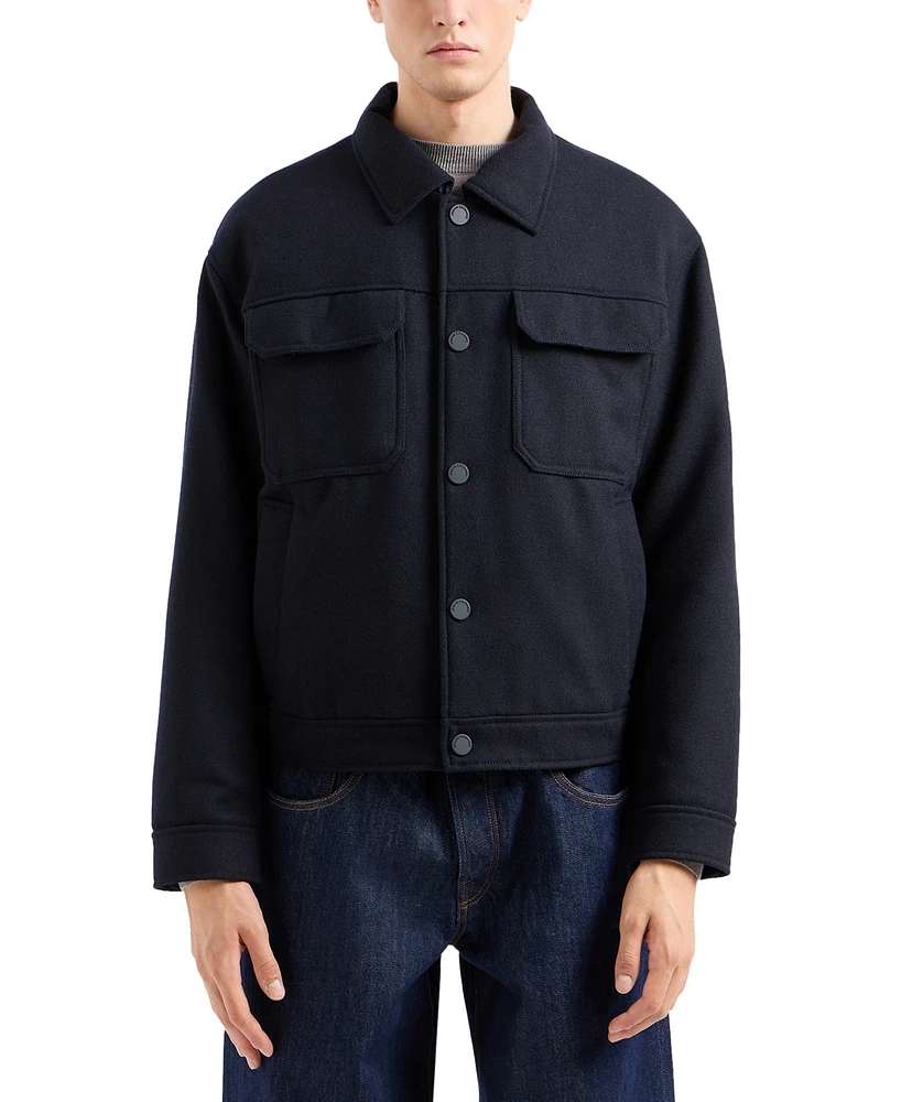 A|X Armani Exchange Men's Wool-Blend Shirt Jacket