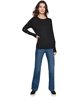 Karl Lagerfeld Paris Women's Button-Sleeve Sweater, Regular & Petite