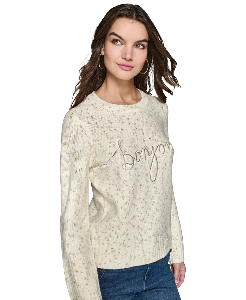 Karl Lagerfeld Paris Women's Shine Graphic Sweater