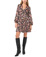 1.state Women's Long-Sleeve V-Neck Mini Dress