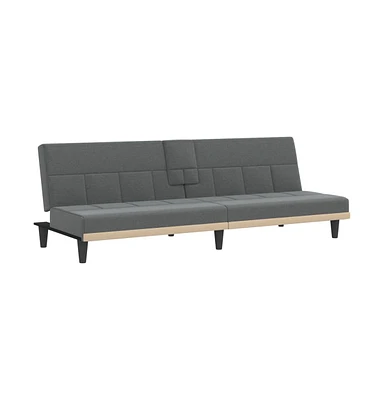 vidaXL Sofa Bed with Cup Holders Dark Gray Fabric