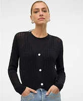 Vero Moda Women's Tara Button-Up Cable-Knit Cardigan Sweater