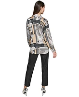 Karl Lagerfeld Paris Women's Printed Button-Front Top, Regular & Petite