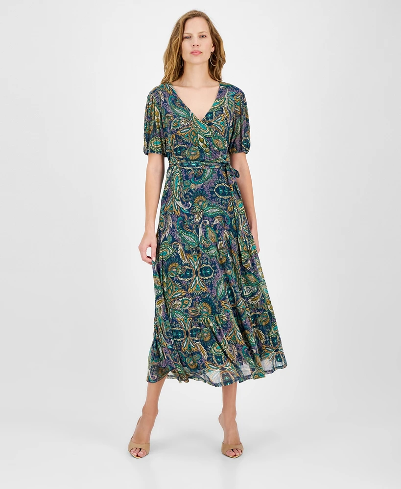 Jamie & Layla Petite Paisley Faux-Wrap Midi Dress