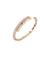 Swarovski Dextera Magnetic Closure, White, Rose Gold-Tone Plated Bangle