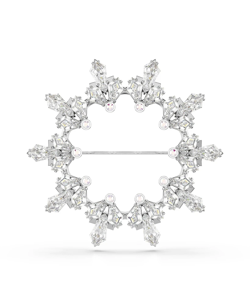 Swarovski Idyllia Mixed Cuts, Snowflake, White, Rhodium Plated Brooch