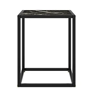 vidaXL Coffee Table Black with Black Marble Glass 15.7"x15.7"x19.7"