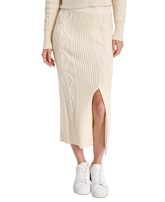 Dkny Jeans Women's Cable Knit Sweater Midi Skirt