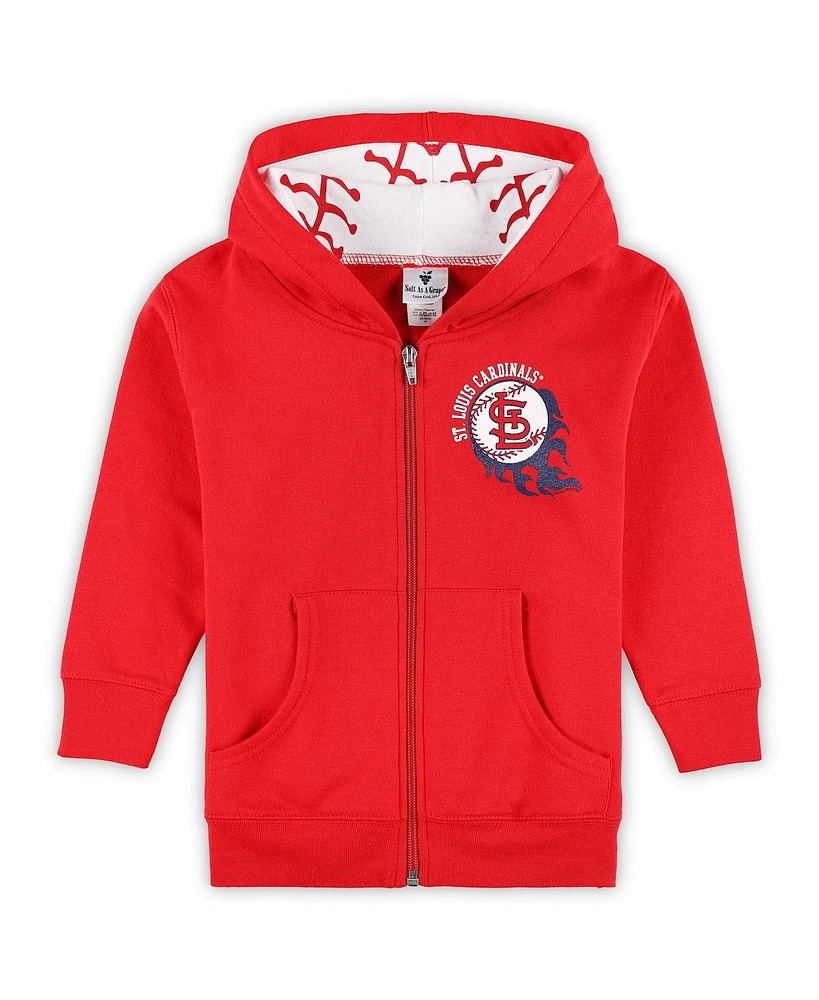 Soft as a Grape Toddler Red St. Louis Cardinals Baseball Full-Zip Hoodie Jacket