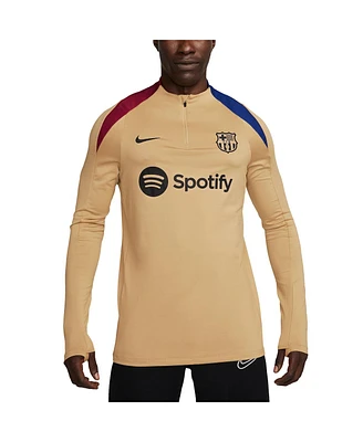 Nike Men's Gold Barcelona Strike Drill 2024/25 Performance Quarter-Zip Long Sleeve Top