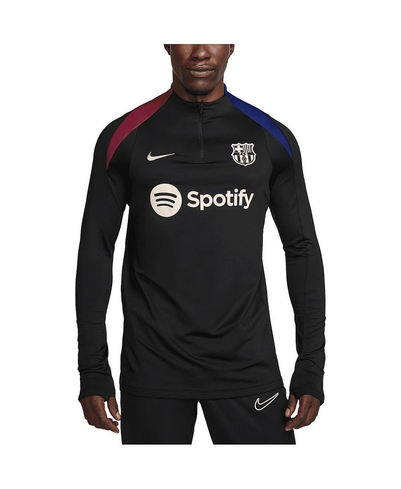 Nike Men's Black Barcelona Strike Drill 2024/25 Performance Quarter-Zip Long Sleeve Top