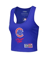 Pro Standard Women's Royal Chicago Cubs Fast Lane Fitted Tri-Blend Cropped Tank Top