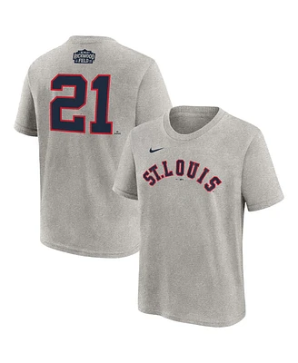 Nike Big Boys and Girls Lars Nootbaar Heather Gray St. Louis Cardinals 2024 Rickwood Classic Name Number T-Shirt