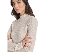 Dkny Jeans Women's Pebble Texture Long-Sleeve Mock Neck Top