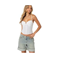 Edikted Women's Semi Sheer Linen Look Corset