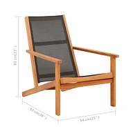 vidaXL Patio Lounge Chair Black Solid Wood Eucalyptus and Textilene