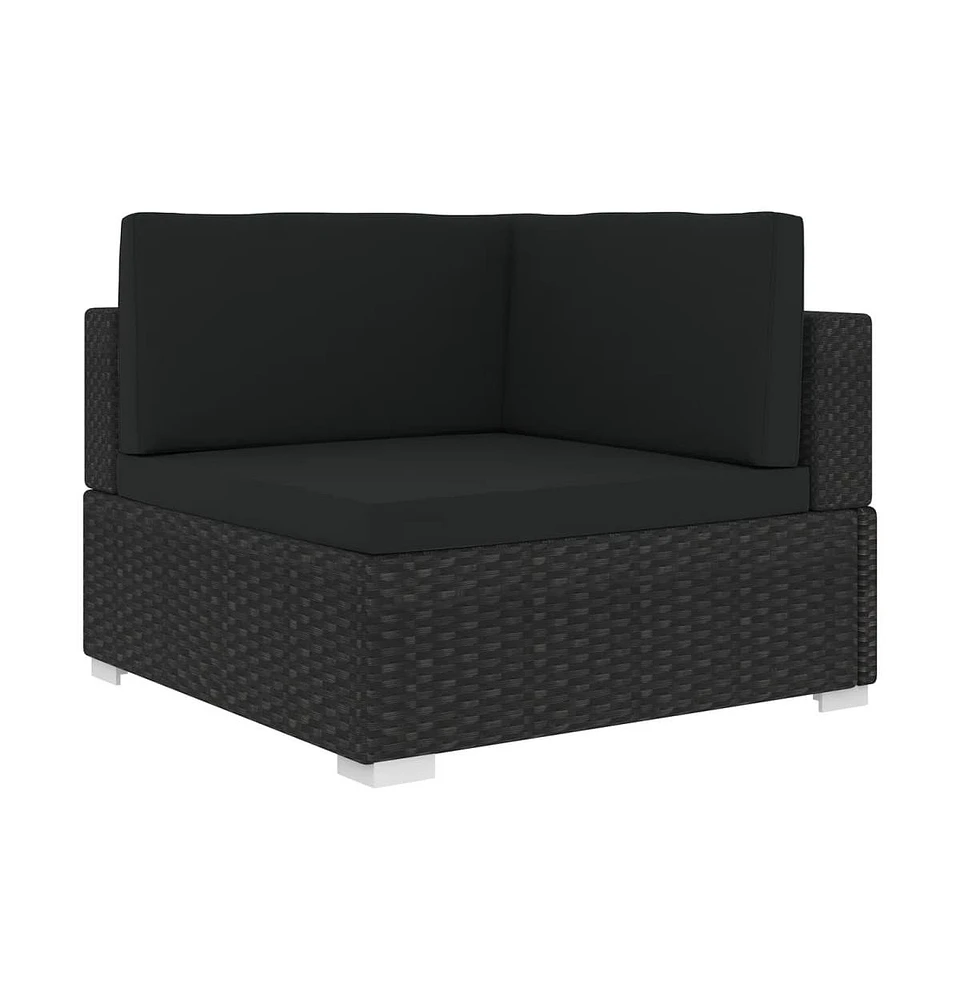 vidaXL Sectional Corner Chair with Cushions Poly Rattan Black