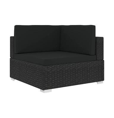 vidaXL Sectional Corner Chair with Cushions Poly Rattan Black
