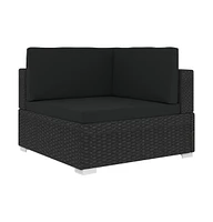 vidaXL Sectional Corner Chair with Cushions Poly Rattan Black