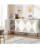 Tribesigns Sideboard Storage Cabinet, Wooden Buffet Floor Cabinet with Doors, Accent for Living Room