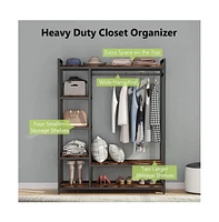 Tribesigns Free-standing Closet Organizer, Heavy Duty Clothes Closet, Portable Garment Rack with 6 Shelves and Hanging rod