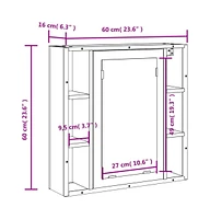 vidaXL Bathroom Mirror Cabinet Smoked Oak 23.6"x6.3"x23.6" Engineered Wood