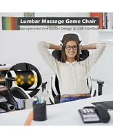Costway Massage Gaming Chair Reclining Swivel Racing Office Chair