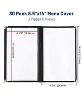 Yescom 30pc 8.5x14 Menu Cover Trifold 6 View 3 Page Restaurant Cafe Book Clear Black