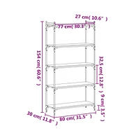 vidaXL Bookcase 5-Tier Black 31.5"x11.8"x60.6" Engineered Wood