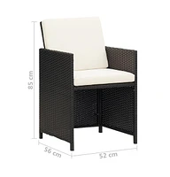Patio Chairs 2 pcs with Cushions and Pillows Poly Rattan Black