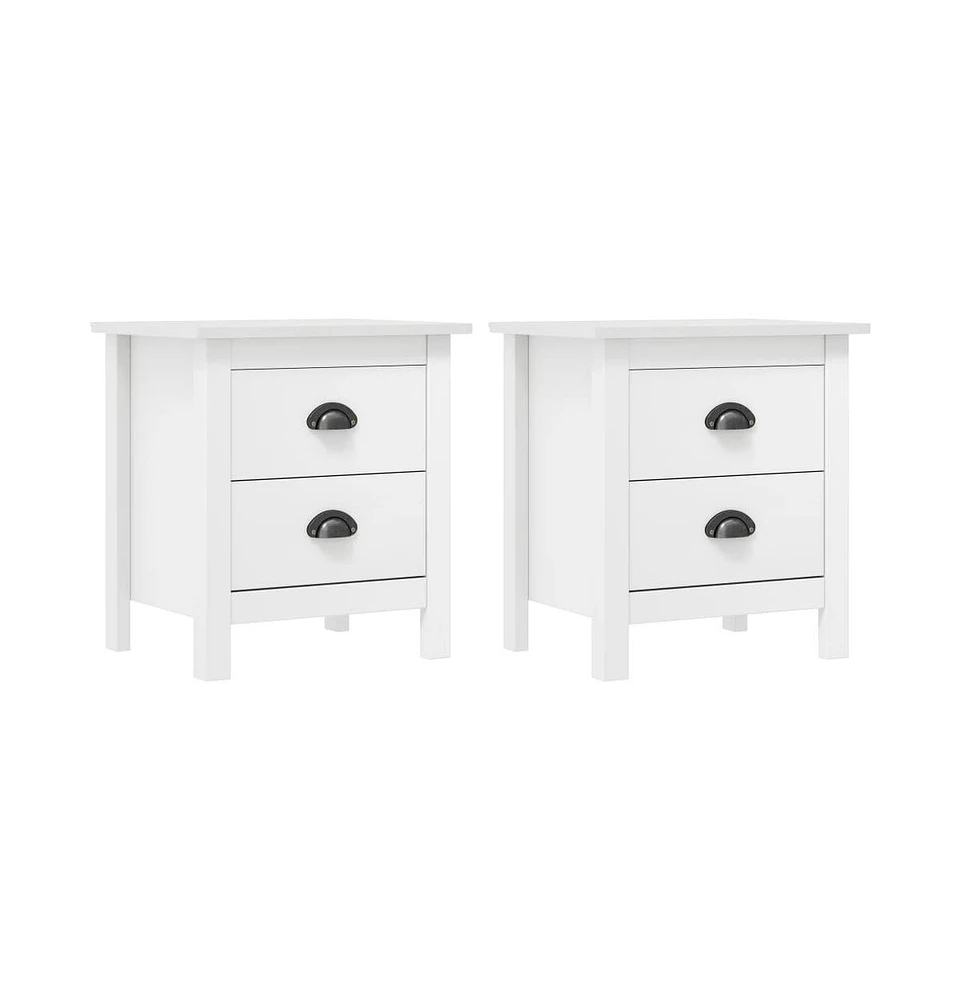 vidaXL Bedside Cabinet Hill 2 pcs White 18.1"x13.8"x19.5" Solid Pine Wood