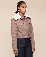 Avec Les Filles Women's Cropped Faux Sherpa Jacket