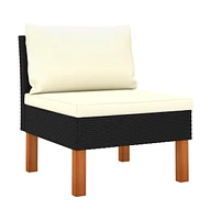 vidaXL Middle Sofa Poly Rattan and Solid Eucalyptus Wood