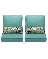 Aoodor 22'' x 24'' Outdoor Deep Seat Chair Cushion Set，Olefin Fabric Slipcover and Sponge Foam (Set of 2 Seats, 2 Backs, 2 Pillows）
