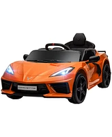 Qaba 12V Chevrolet Corvette Licensed Kids Electric Car W/ Remote, Orange