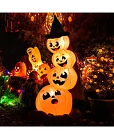 Vebreda 7 Feet Halloween Inflatable Pumpkin Combo with Witch's Hat and Led Lights