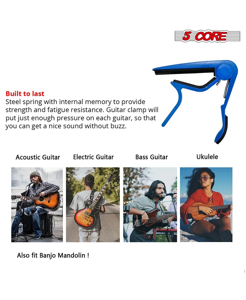 5 Core Capo Acoustic Electric Guitar 6 String Kapo Classic Clip For Banjo Mandolin Ukulele