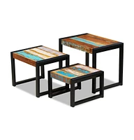 vidaXL Three Piece Nesting Tables Solid Reclaimed Wood