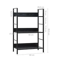 vidaXL 3-Layer Book Shelf Black 23.6"x10.9"x35.6" Engineered Wood