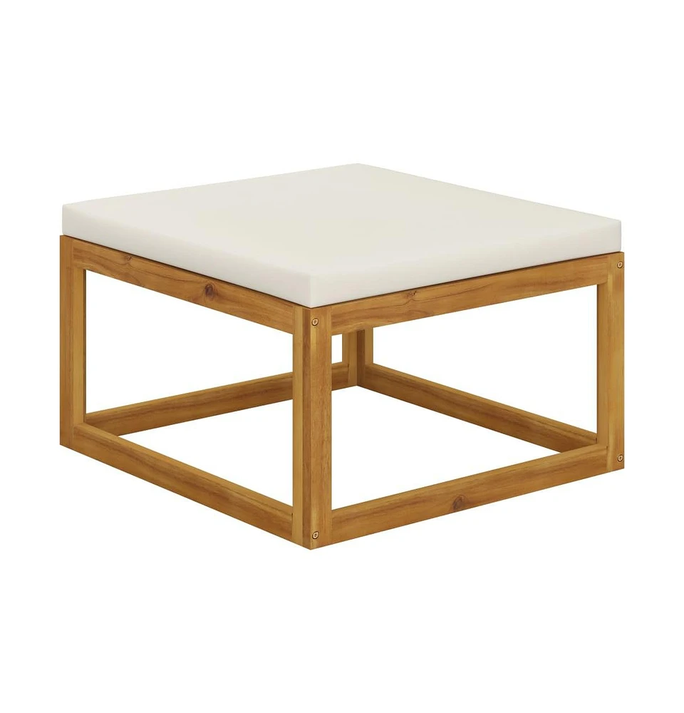 vidaXL Footrest with Cream White Cushion Solid Acacia Wood