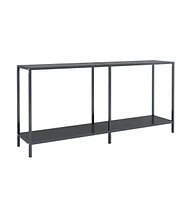 vidaXL Console Table Black 63"x13.8"x29.7" Tempered Glass