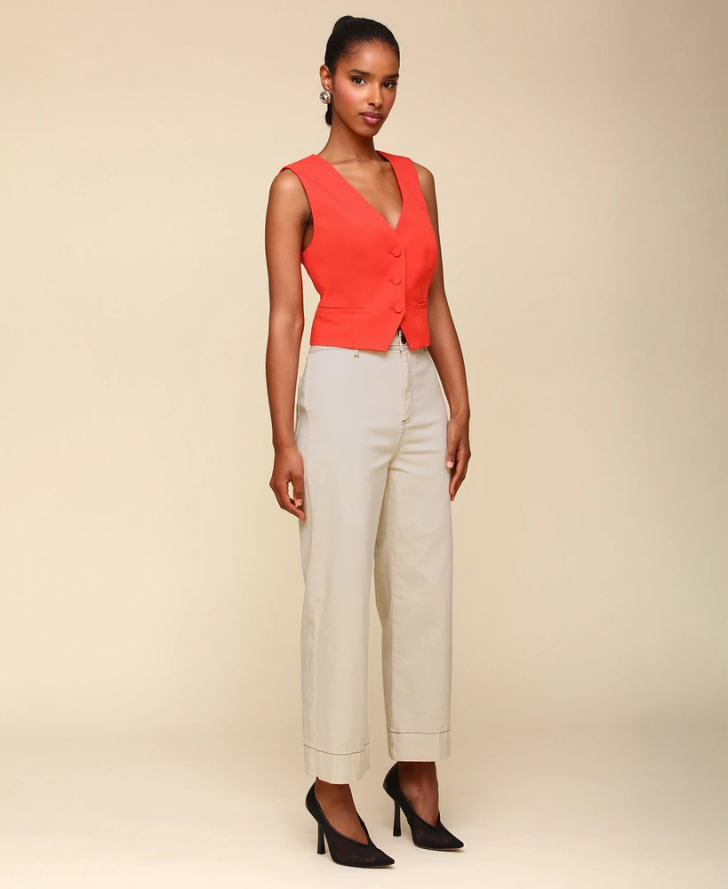 Avec Les Filles Women's Oversized V-Neck Tailored Vest