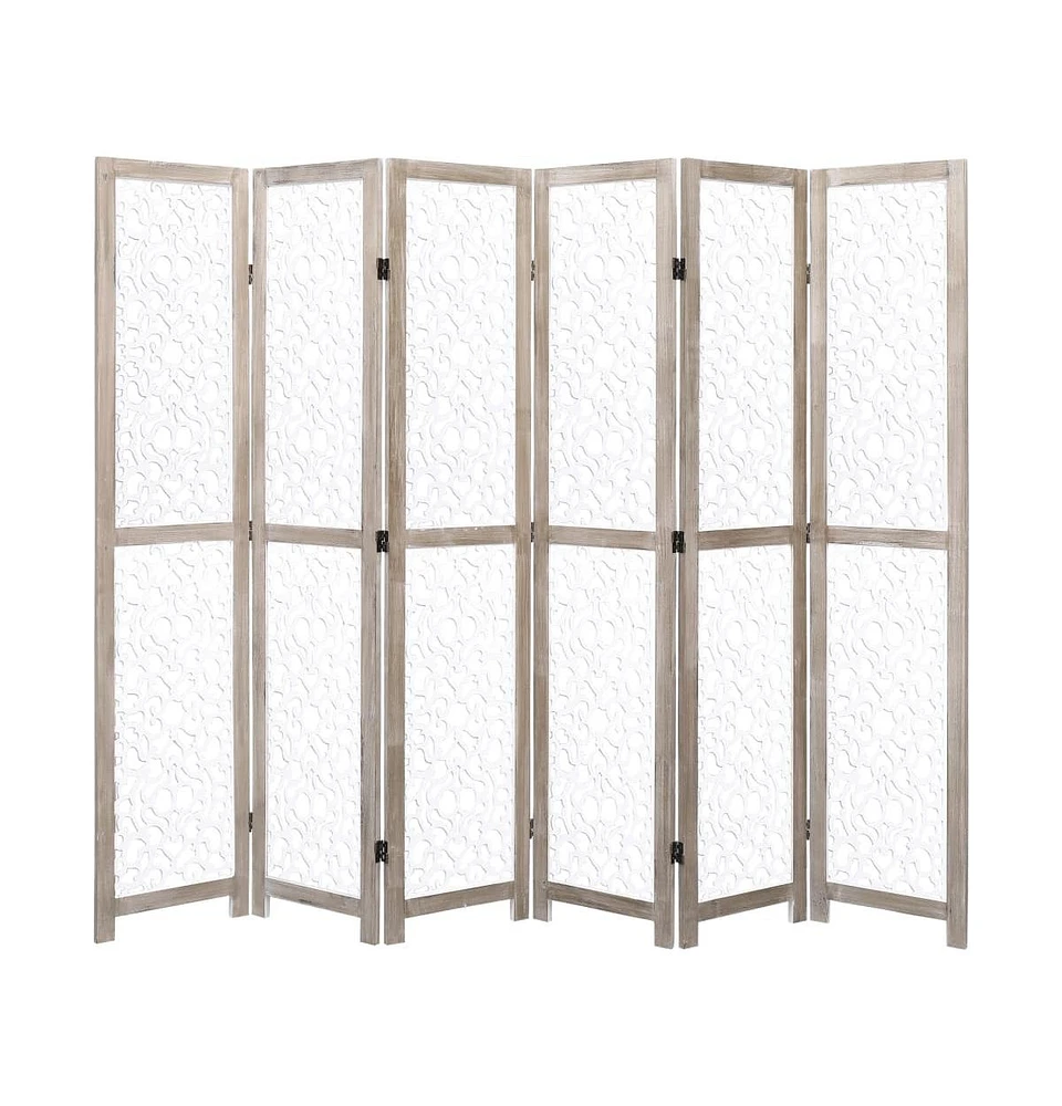 vidaXL 6-Panel Room Divider White 82.7"x65" Solid Wood