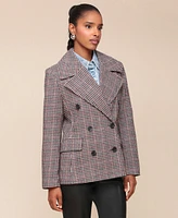Avec Les Filles Women's Oversized Plaid Double-Breasted Blazer