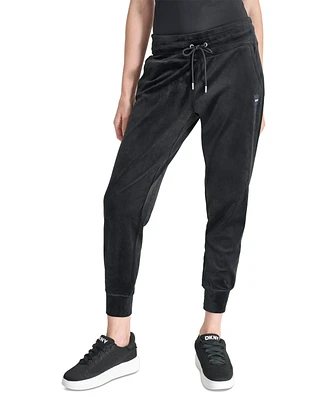 Dkny Women's Platinum Velour Slim-Fit Joggers